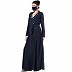 Designer Coat abaya with printed Contrast- Navy Blue Designer Coat abaya with printed Contrast- Navy Blue